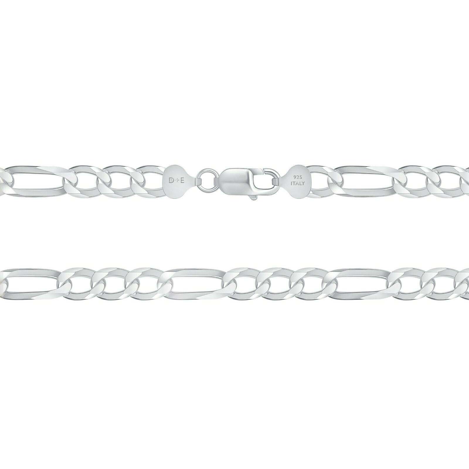 Details about  / Figaro 250-10mm Chain Necklace Genuine Sterling Silver 925 Jewelry 26 inch